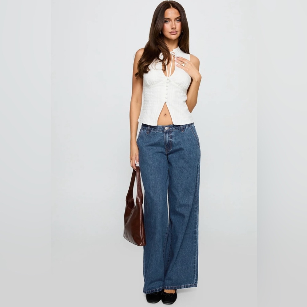 NWT princess Polly Hyde Low Rise Wide Leg Jeans Mid Blue size US 8
